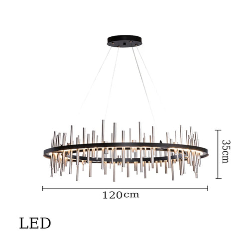 Minimalist black stainless steel chandelier modern design - vue 11 sur 16