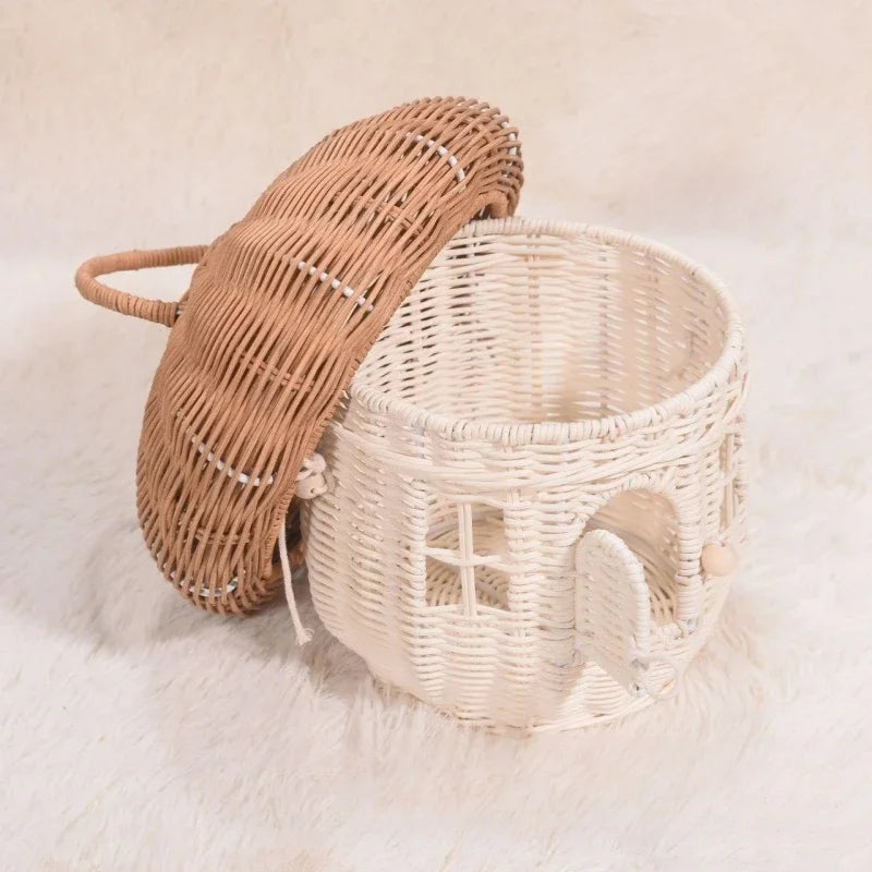 cute rattan basket for picnic and children's decoration