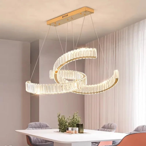 Postmodern crystal stainless steel chandelier - vue 2 sur 12