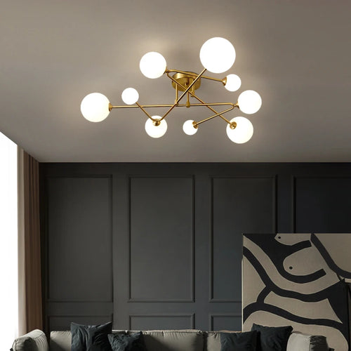 Modern designer copper chandelier for elegant interiors - vue 4 sur 10