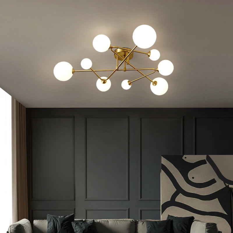 Modern designer copper chandelier for elegant interiors - vue 3 sur 10