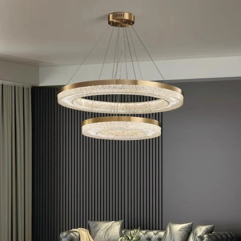 Minimalist copper resin pendant light with modern remote control