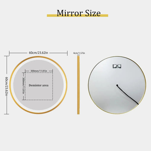 miroir rond éclairé avec cadre en aluminium et fonction mémoire - vue 9 sur 8