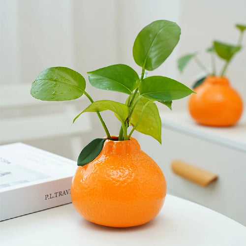 Ceramic Vase, Orange Vase for Home Decor,Decorative Vase Fruit Shape Vase Tabletop Decorative Vase Table Centerpieces Decoratio - vue 4 sur 7