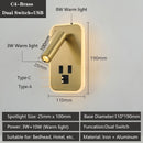 Modern LED wall light with USB ports and adjustable reading lamps