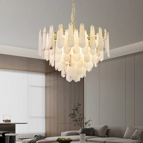 Luxury marble and copper Chinese minimalist pendant light - vue 2 sur 8