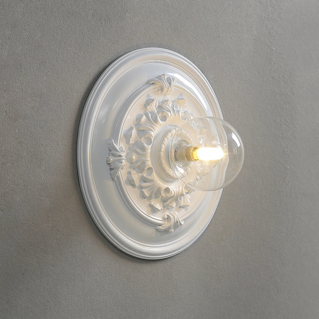 Vintage round carved wall light French design