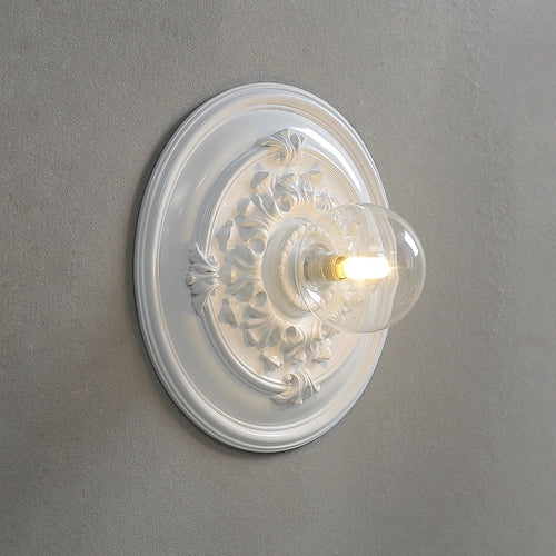 Vintage round carved wall light French design
