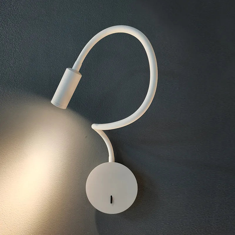 Flexible reading wall light with switch
