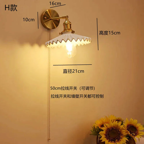 Antique LED wall light with pull switch - vue 10 sur 10