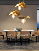 Nordic copper lotus leaf chandelier pendant light