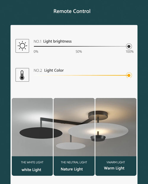 Round chandelier with remote control dimming for art decor living room - vue 7 sur 14