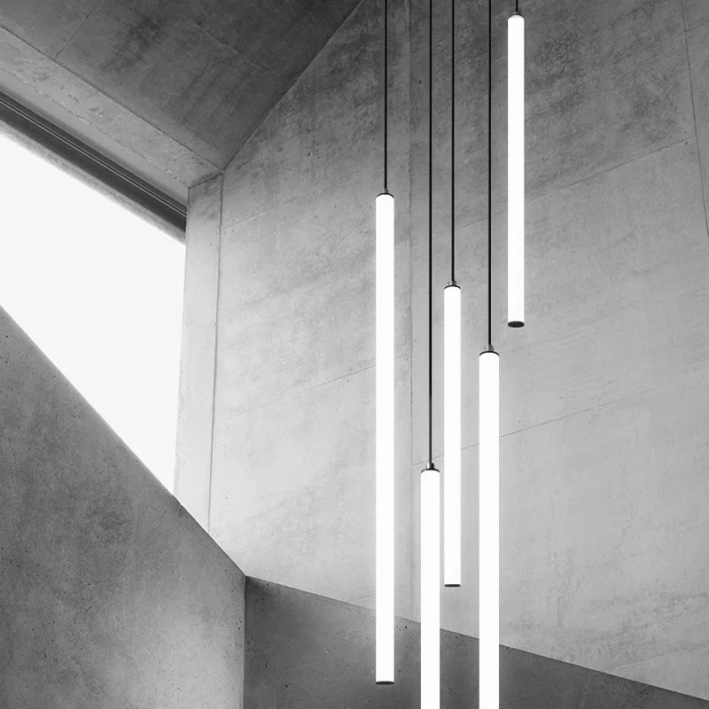 Modern minimalist long spiral tube LED chandelier 2023