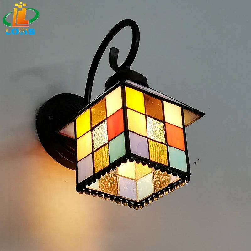 Tiffany style stained glass wall light for elegant interior décor