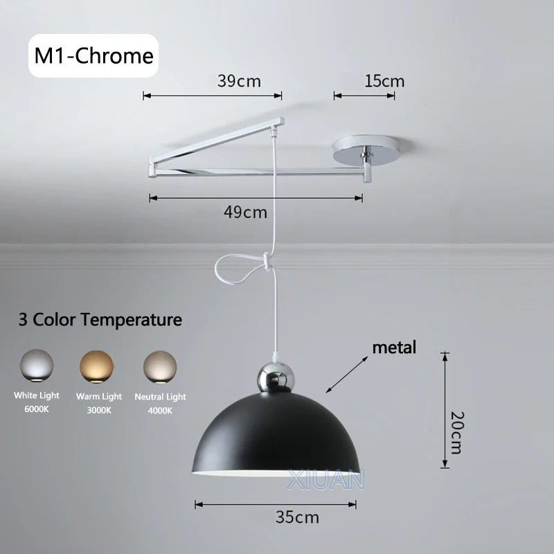 Modern swinging arm LED pendant light - vue 20 sur 30