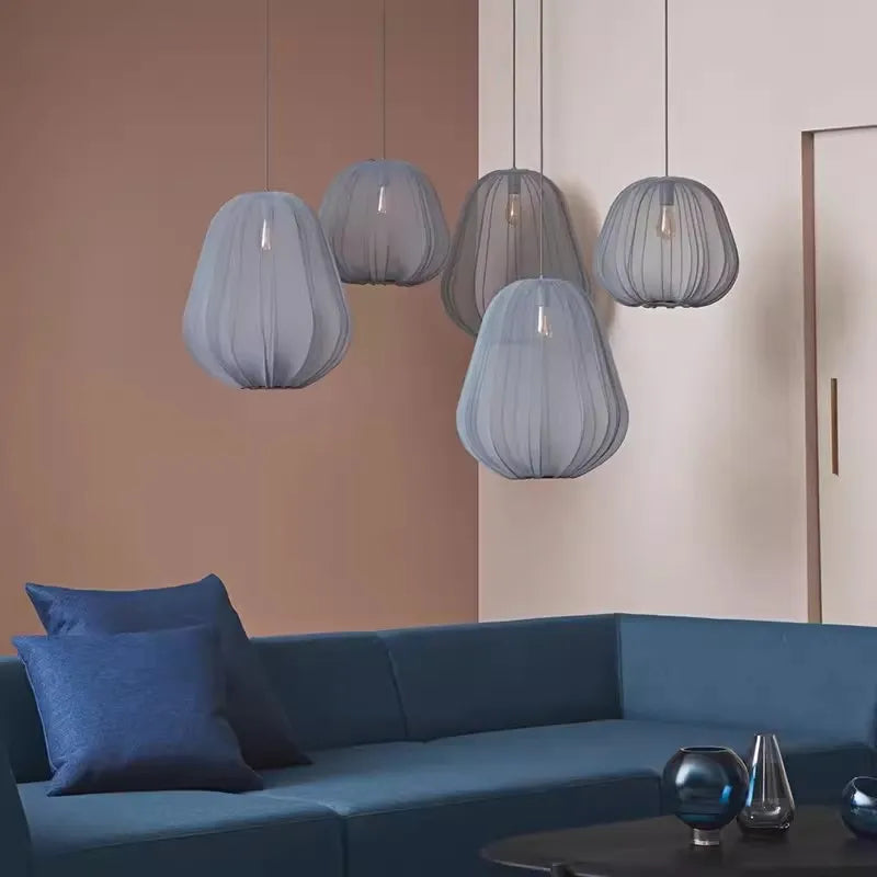 Sandyha modern nordic fabric lantern pendant light for bedroom, living room, dining room, bedside, restaurant