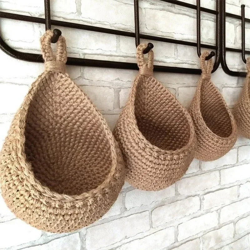 Handwoven wall basket for fruit and vegetable storage decorative
