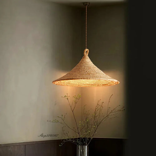 Minimalist Japanese-style vintage rattan pendant light - vue 4 sur 7