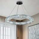 Modern dimmable crystal and steel pendant with remote control