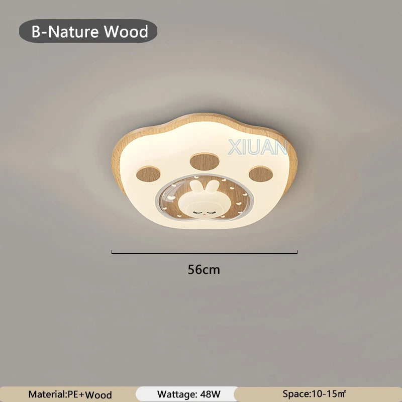 plafonnier nordique led en bois massif avec motifs de cerf et élan