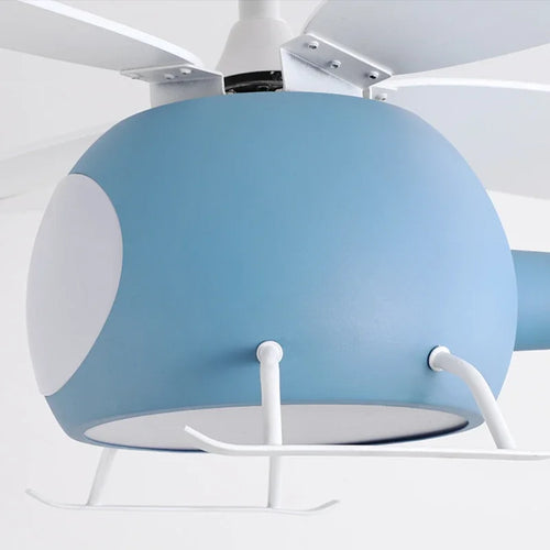 Modern airplane ceiling fan with LED light and remote control - vue 7 sur 12