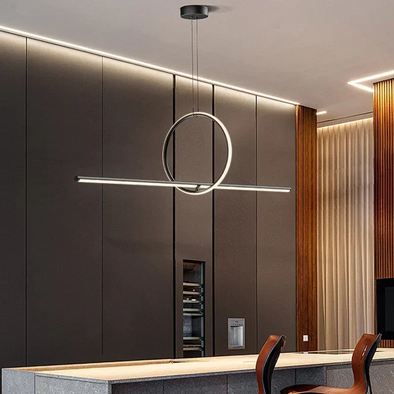 Modern minimalist LED pendant light with remote control for indoor use