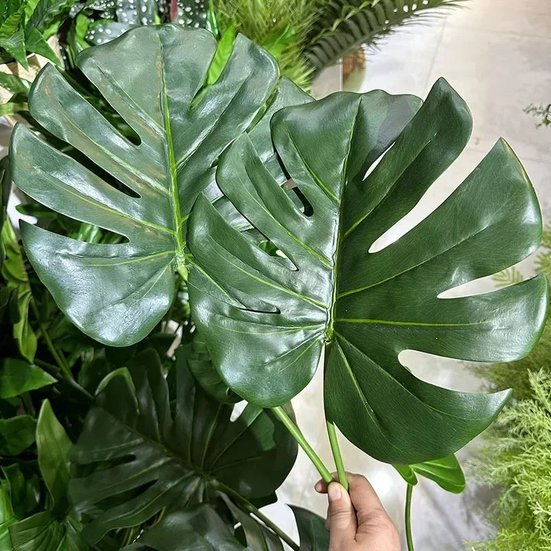 Artificial monstera leaves for indoor decoration green plants - vue 4 sur 8