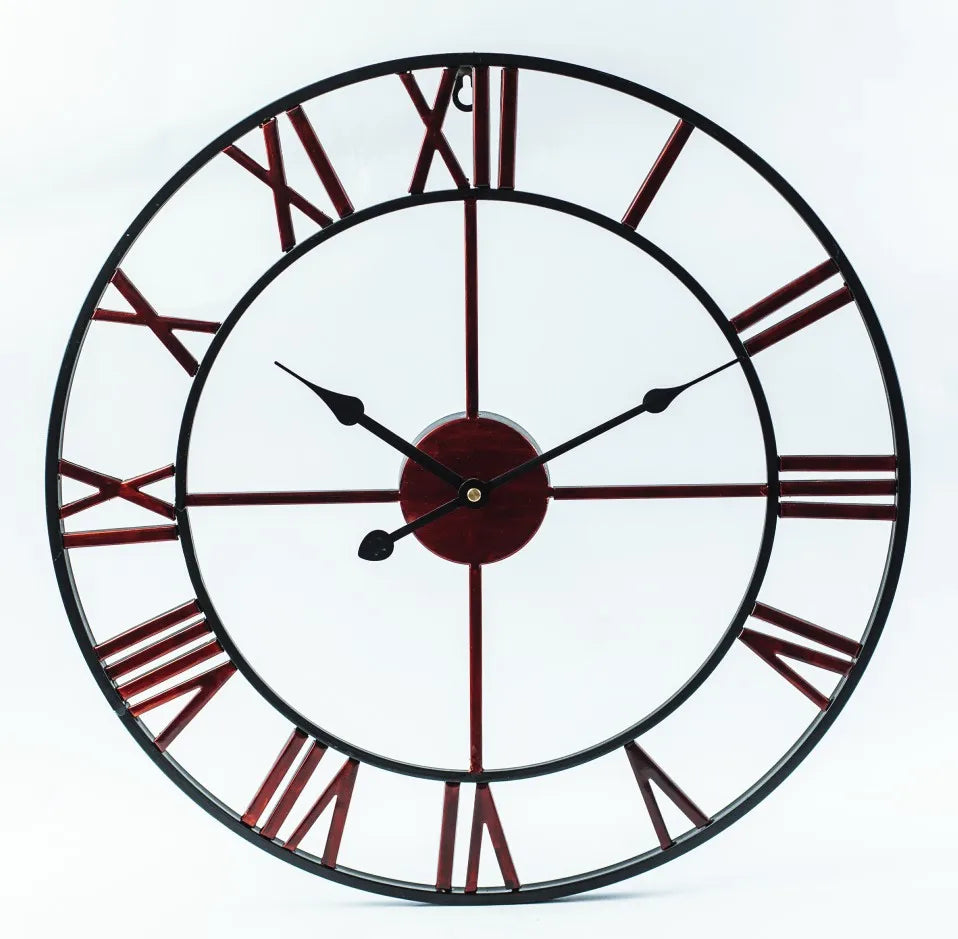 Nordic retro metal roman numerals wall clock for outdoor decoration - vue 6 sur 6