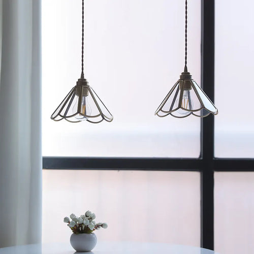 Nordic glass LED pendant light with gold body - vue 6 sur 20