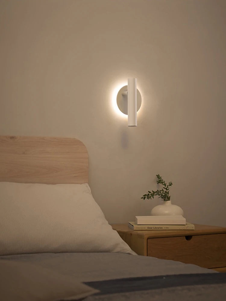 Modern minimalist rotatable double light source wall lamp