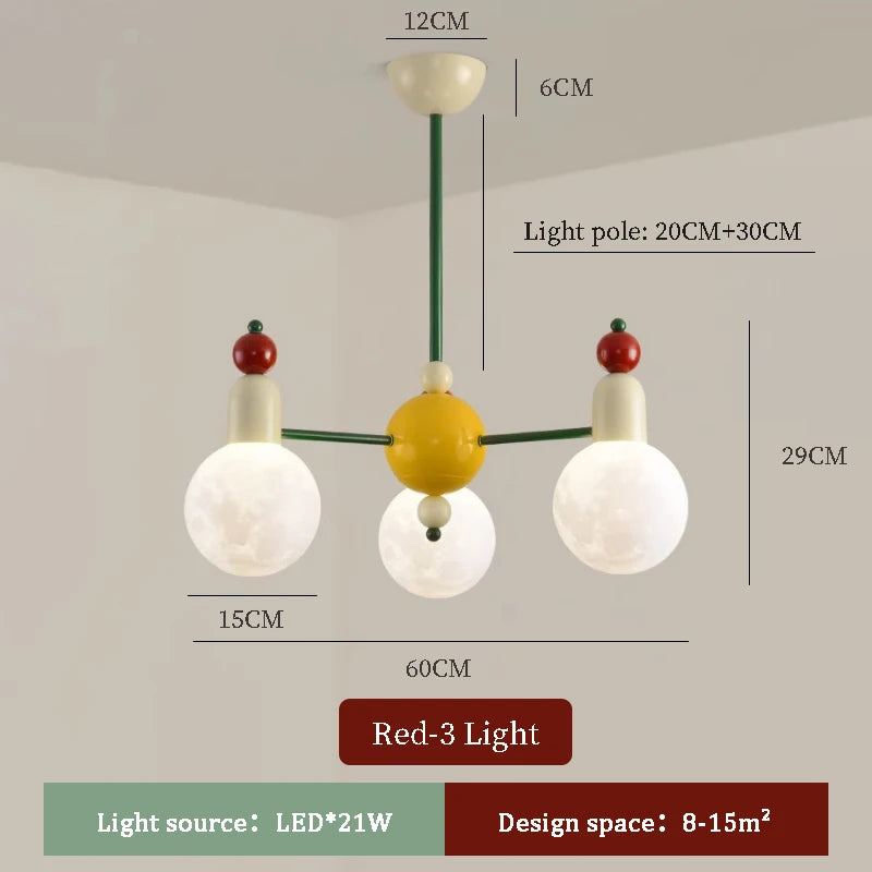 Modern chandelier for children's room nordic design bright and colourful - vue 12 sur 12