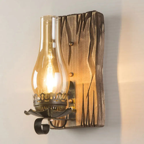 American vintage wooden wall light for restaurant, bar or loft - vue 2 sur 6