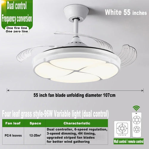 Modern silent ceiling light with integrated fan