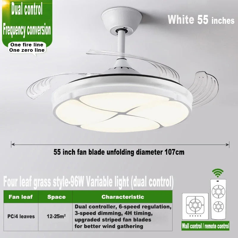 Modern silent ceiling light with integrated fan