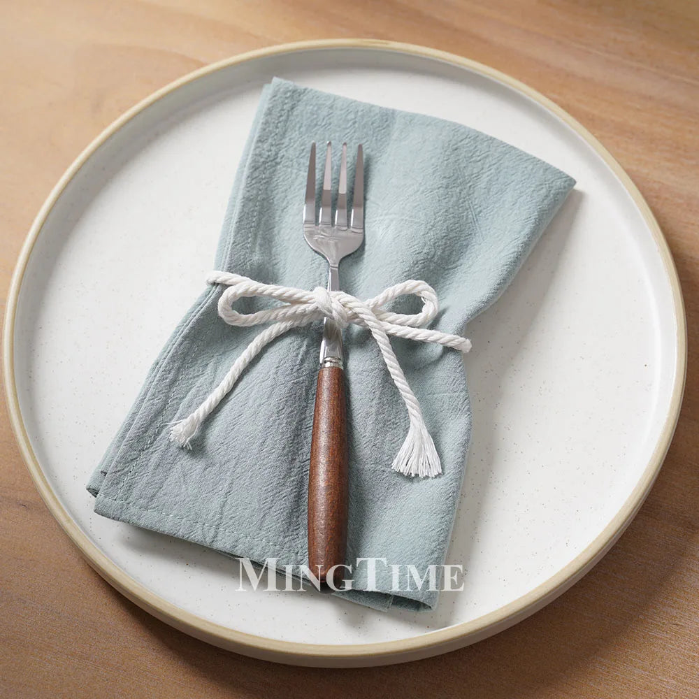 Soft washed cotton table napkin classic style - vue 5 sur 7