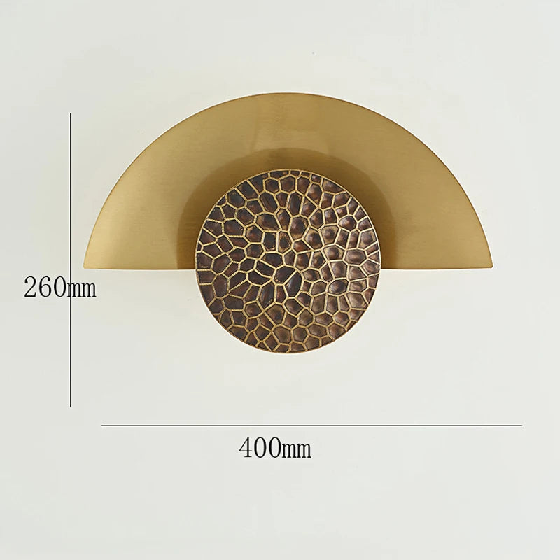 Vintage bronze and iron moon-shaped wall light