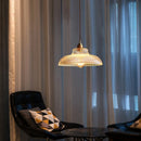 Nordic vintage pendant light in glass, walnut wood and brass