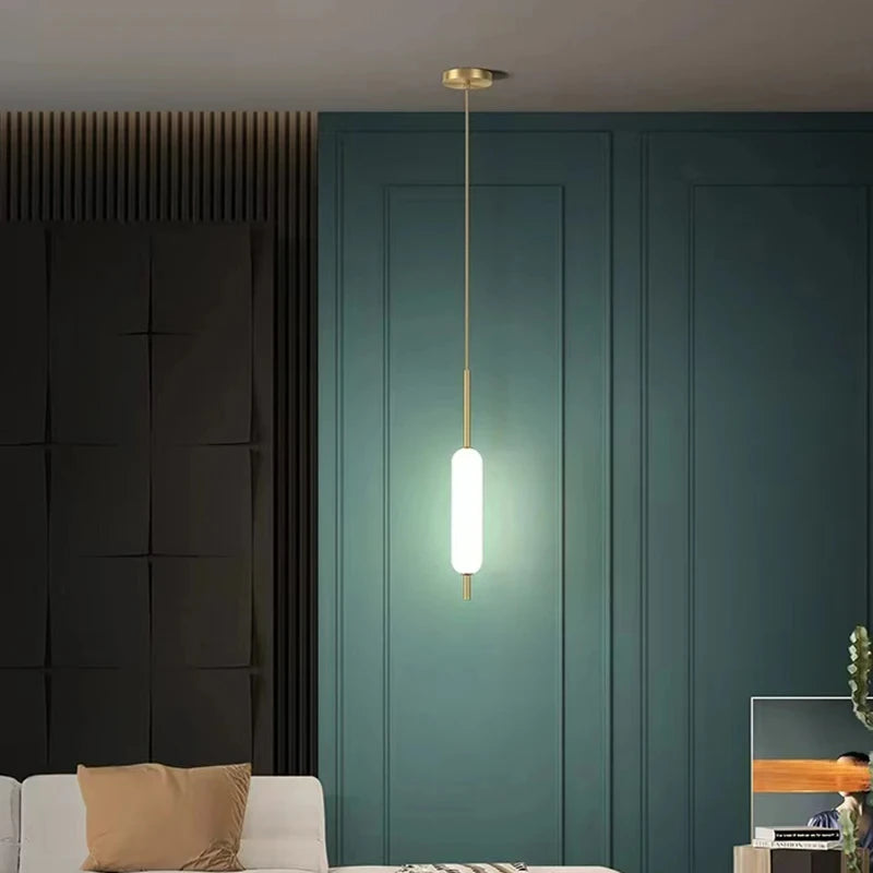 Minimalist nordic double head metal and glass pendant light - vue 3 sur 10