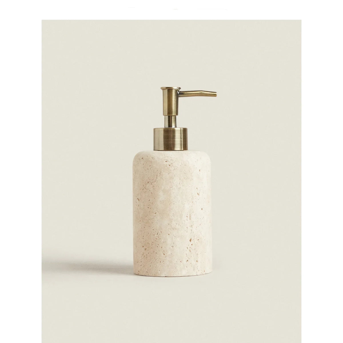 D8x18CM H Natural Yellow Travertine Marble Stone Refillable Bathroom Liquid Dispenser, Lotions Soap Container - vue 2 sur 5