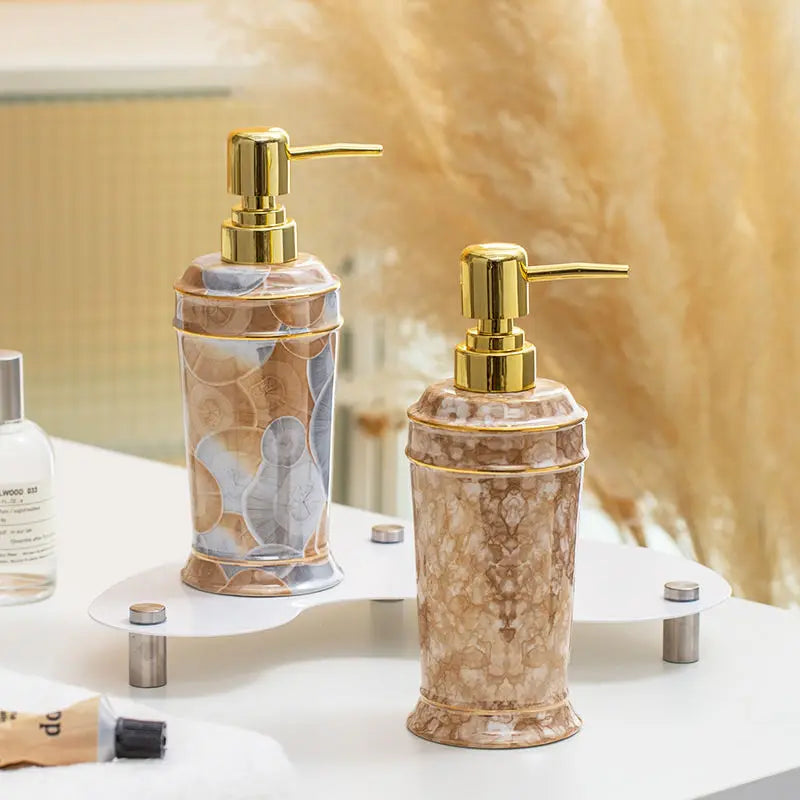 ceramic soap dispenser for shower gel and disinfectant