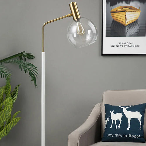 Elegant gold and black floor lamp in metal and glass - vue 5 sur 9