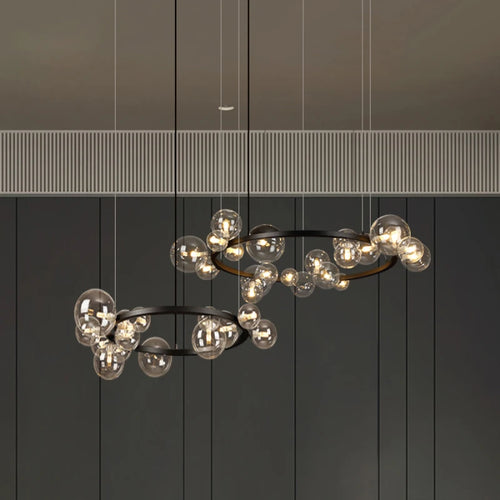 Adjustable height bubble ball LED pendant light - vue 3 sur 13