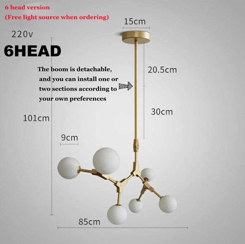 Nordic glass design chandelier for elegant lighting - vue 10 sur 12
