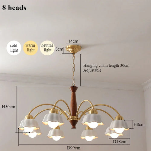 Modern ceramic flower chandelier for contemporary interiors - vue 9 sur 12