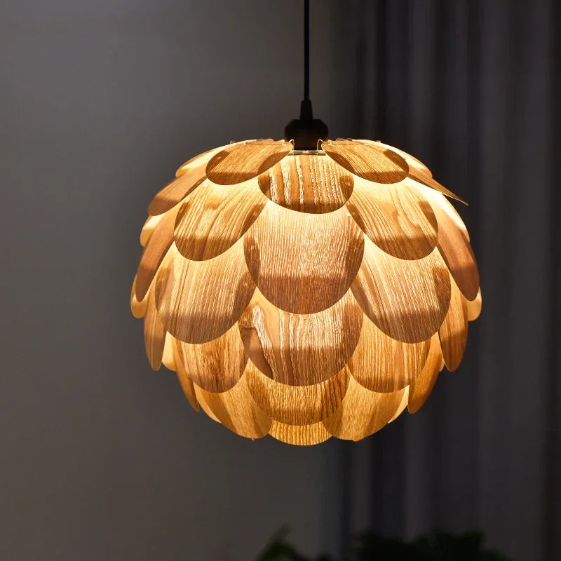 Original pineapple chandelier in wood veneer for hotels, bars and restaurants - vue 3 sur 10