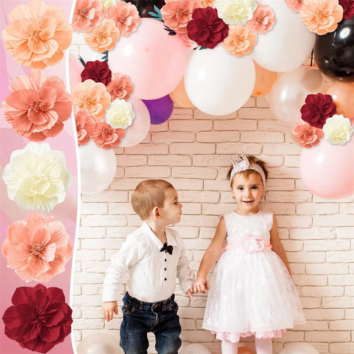 Red paper flower party decoration for festive events - vue 6 sur 14