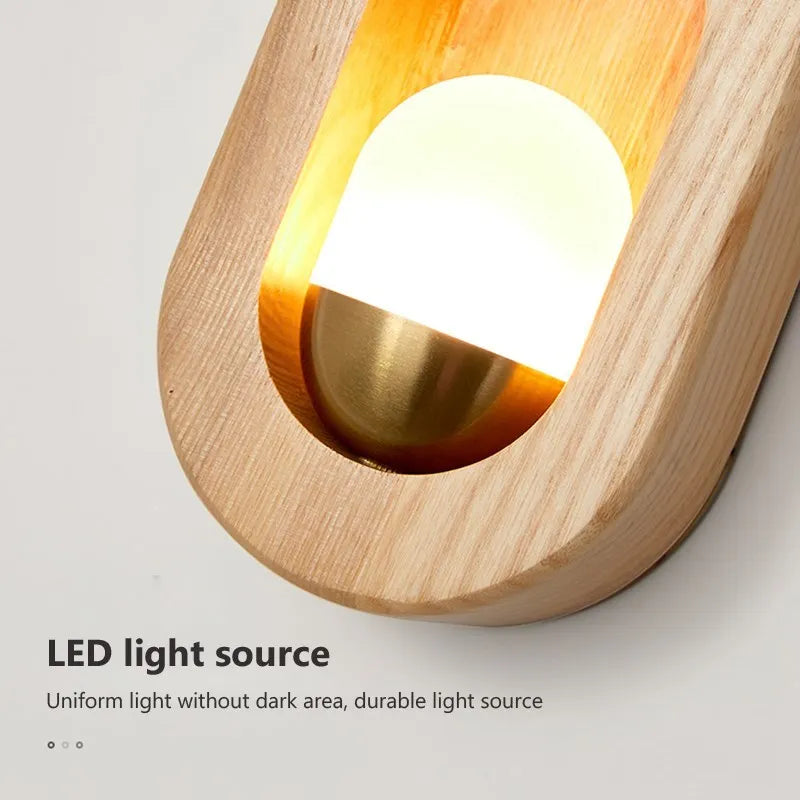 Nordic decorative LED wooden wall light - vue 6 sur 9