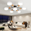 Nordic style wooden LED ceiling chandelier for multiple rooms
