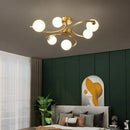 Modern gold copper ceiling light with glass ball and LED