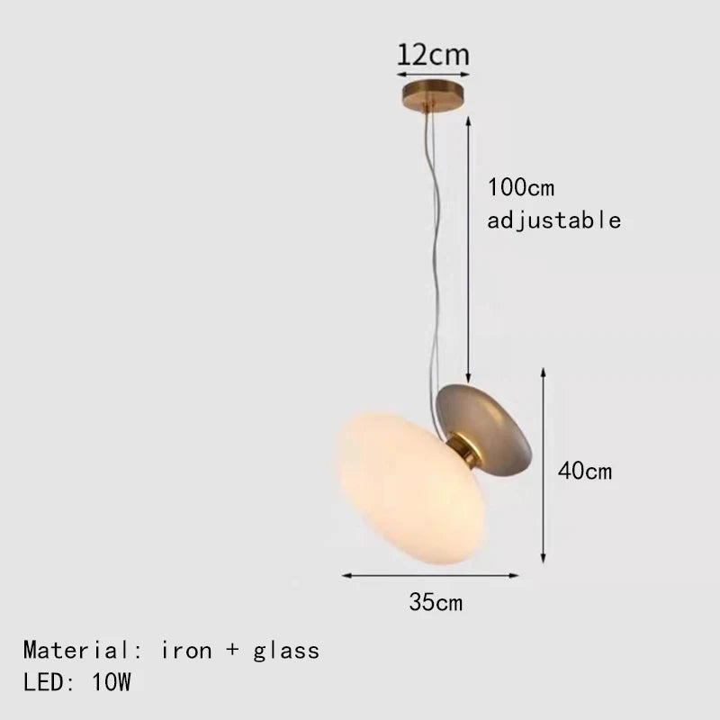 Modern glass LED pendant light with adjustable cable for indoor decor - vue 14 sur 28